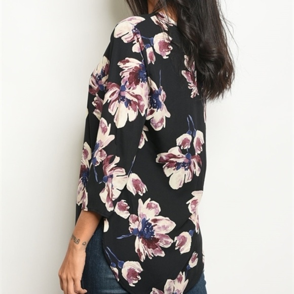 Black Floral Top - Picture 2 of 2